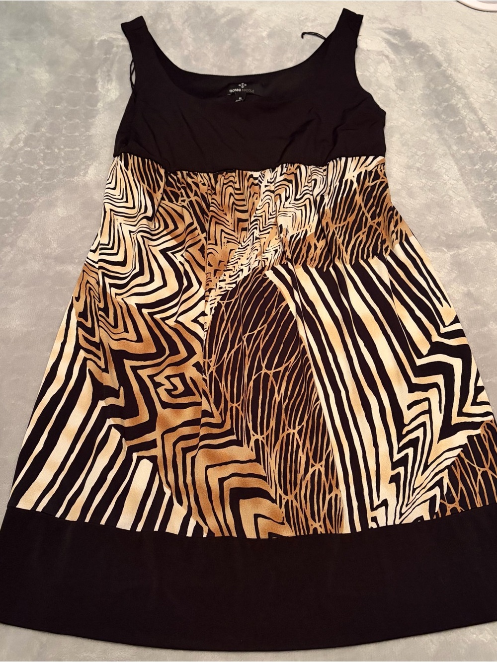 Ronni Nicole Black and Tan Printed Dress